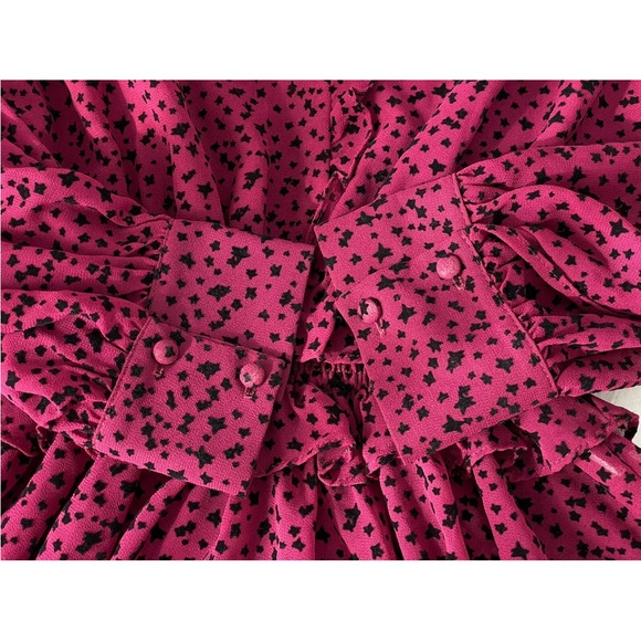 Misa Los Angeles Daphne Star Blouse Size S Boho Ruffle Chiffon Peasant Top - Picture 6 of 8